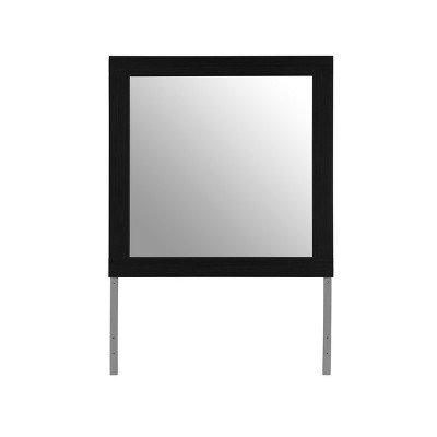 GlasFlength Decorative Wall Mirrors Square Accent Mirror Wall Mirror Polished Mirror Decorative Mirror for Living Room, Black, 35.43"*1.77"*35.43"