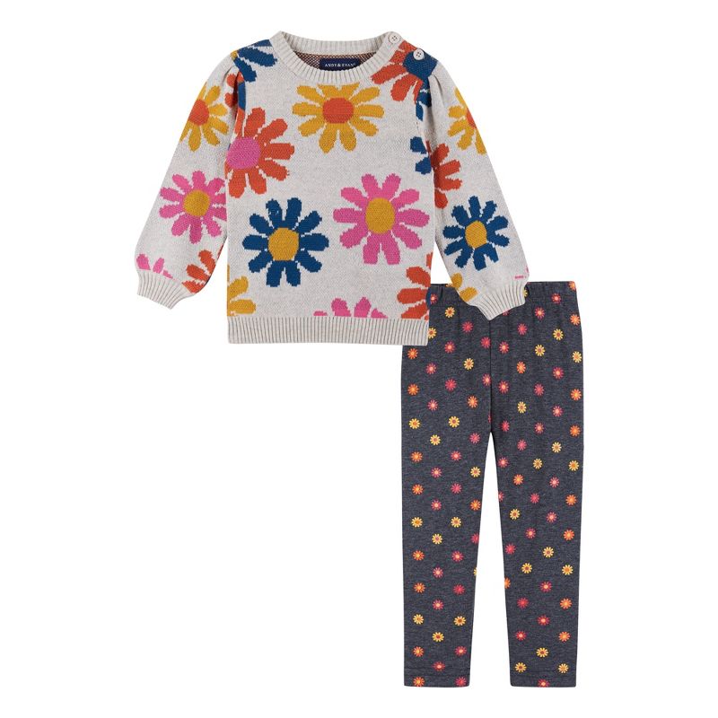 Andy & Evan  Infant  Girls Flower Sweater Set, 1 of 5