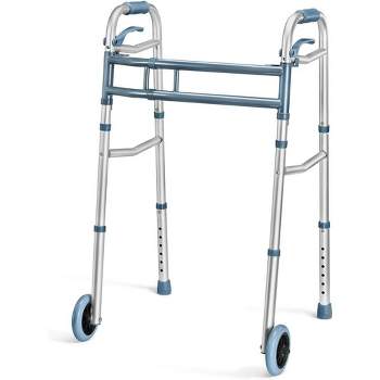 Aluminum Lightweight Walker with Wheels – Adjustable Walker for Seniors, Folding Walker with Arm Support Walker and 2 Wheels - MedicalKingUsa