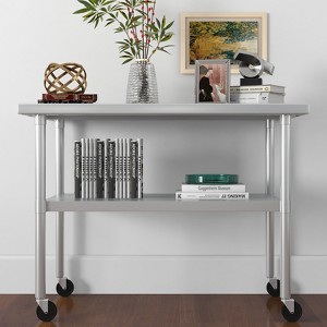 Stainless Steel Work Table with Backsplash - Heavy Duty Commercial Prep Table for Restaurant, Kitchen, Hotel, Home Use - 1 of 4