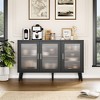 Glass Storage Cabinet, Kitchen Sideboard, Entryway Cabinet, TV Cabinet with Adjustable Shelves and Metal Handles for Living Room and Entryway, Black - 4 of 4
