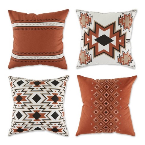 Brown Primitive Print Throw Pillow Covers, 18x18