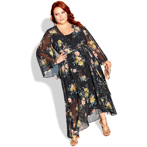 City Chic  Women's Plus Size Katalina Floral Maxi Dress - Black - 16w :  Target