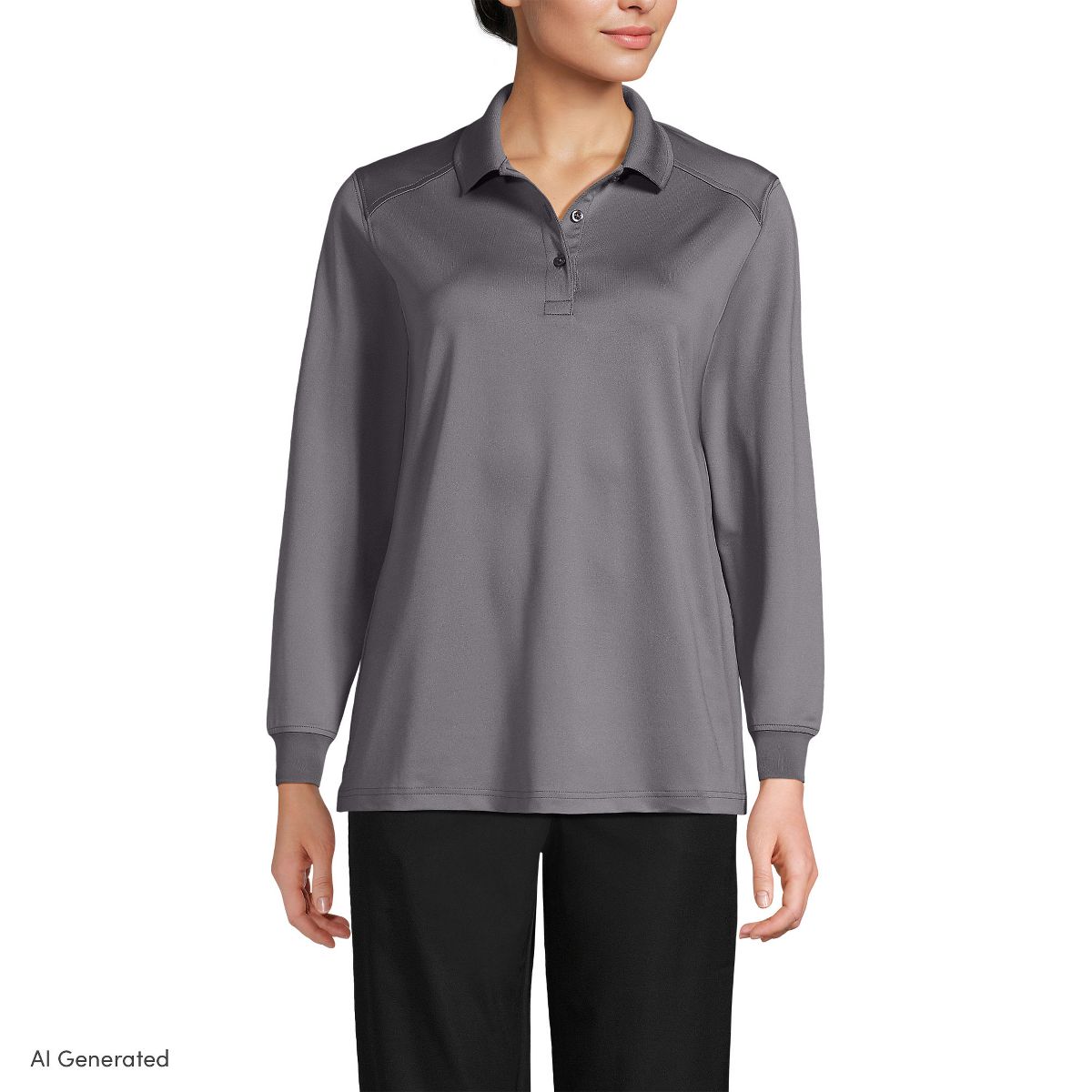 Lands' End School Uniform Women's Long Sleeve Rapid Dry Polo Shirt