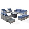 Tenaya 13pc Wicker Outdoor Patio Furniture Set Conversation Sofa with a Metal Fire Pit and Cushions - 2 of 4