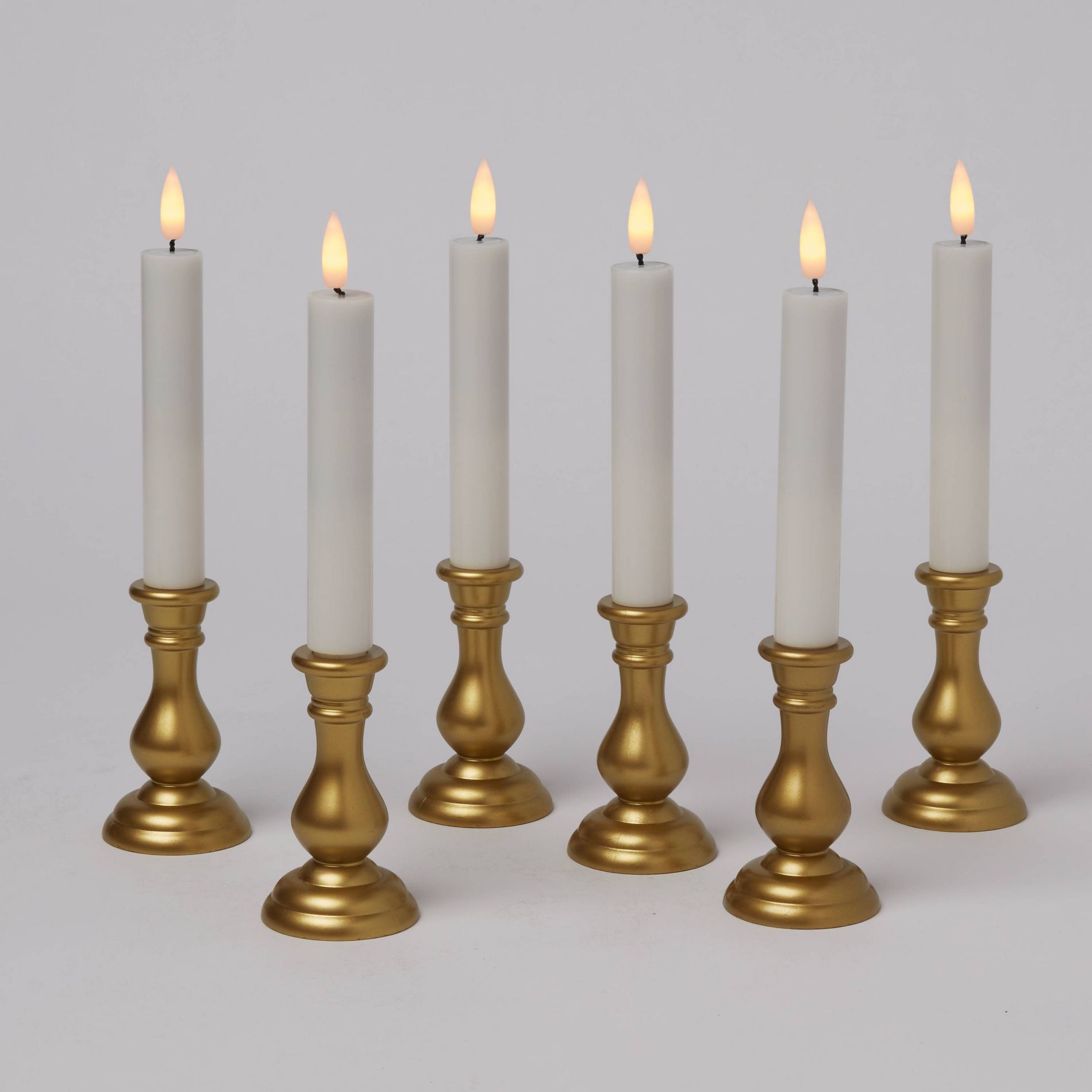 6pc Remote Controlled Plastic LED Christmas Candolier Set Gold Base - Wondershop™