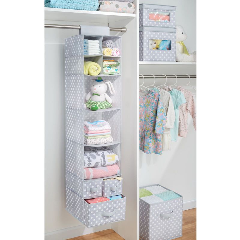mDesign Fabric Nursery Hanging Organizer with 7 Shelves/3 Drawers, 2 of 6