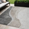 Charcoal Gray And Taupe Abstract Washable Indoor Outdoor Area Rug - 2 of 4