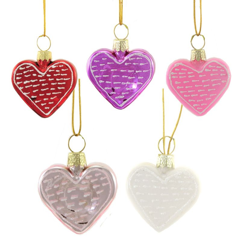 Cody Foster 1.5 Inch Tiny Hearts Set/5 Love Sweetheart Valentine Tree Ornaments, 1 of 7