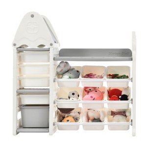 FONTOI Kids Toy Storage Organizer with 14 Bins, Multi-functional Storage Cabinet with Shelf&Bins for Playroom, Bedroom, Gray, 17.3"*43.3"*43.3" - 1 of 4