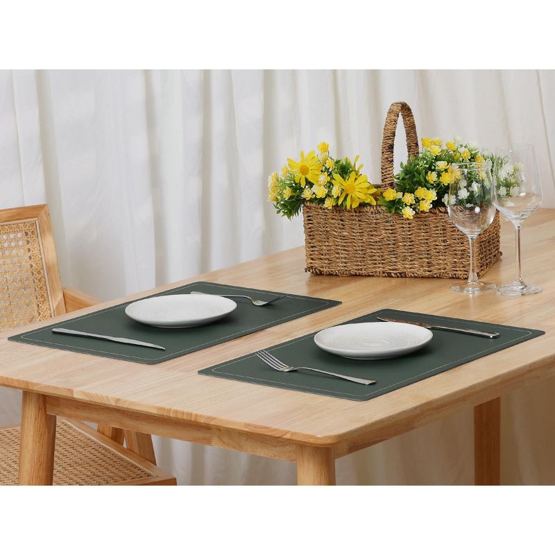 Unique Bargains Dining Room Heat Resistant Modern Faux Leather Placemats 18 x 12 Inches 6 Pcs, 2 of 7