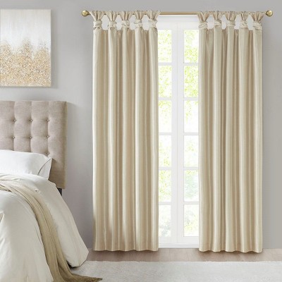 PAGED Curtains Twist Tab Lined Window Curtain Total Blackout Panel Privacy Assured for Bedroom, Living Room, L95, Champagne
