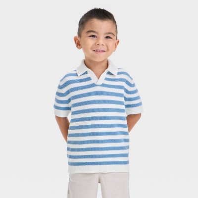 Toddler Boys' Striped Sweater - Cat & Jack™ Blue/Cream