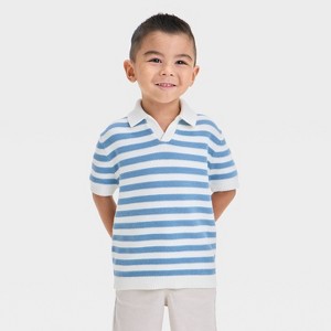 Toddler Boys' Striped Sweater - Cat & Jack™ Blue/Cream - 1 of 3
