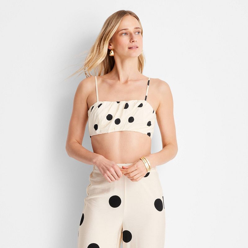 Women's Strappy Crop Top - Future Collective™ with Jenny K. Lopez Cream/Black Polka Dots, 1 of 11