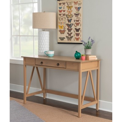 Rustic Driftwood Gray Wood Writing Desk with Drawer