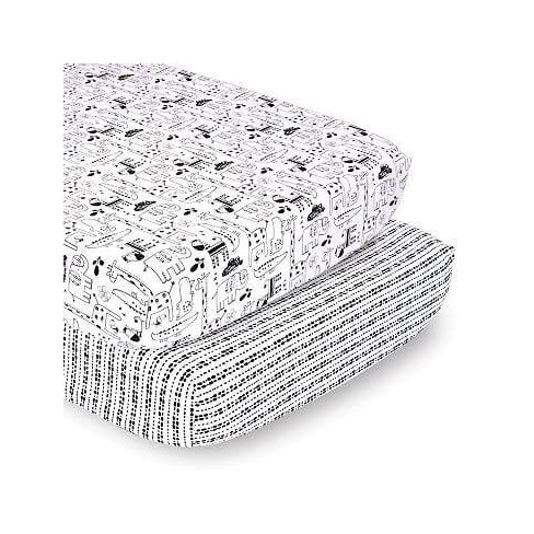 Black and white store fitted crib sheet