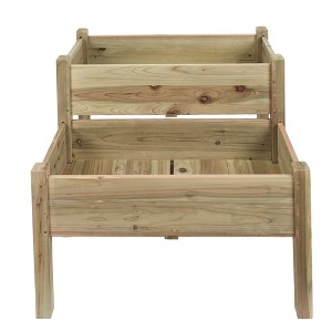 LuxenHome Natural Wood 2-Tier Raised Garden Bed Brown - 1 of 4