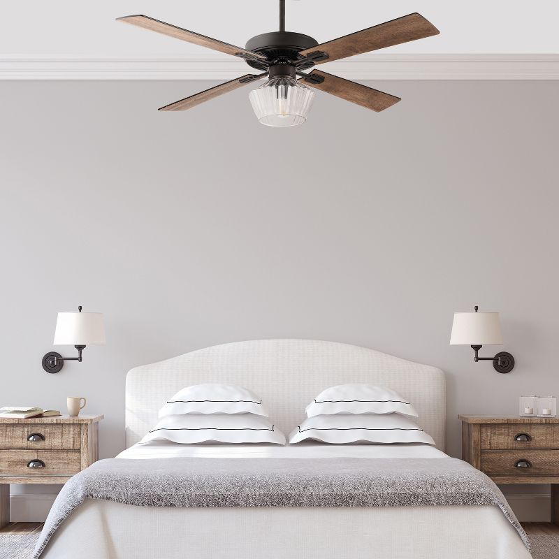 52&#34; 1-Light Beryl Oil-Rubbed Bronze Metal Ceiling Fan with Clear Glass Shade - River of Goods, 5 of 14
