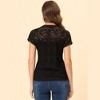 Allegra K Women's Curved Hem Sheer Short Sleeves Floral Lace Blouse - 4 of 4