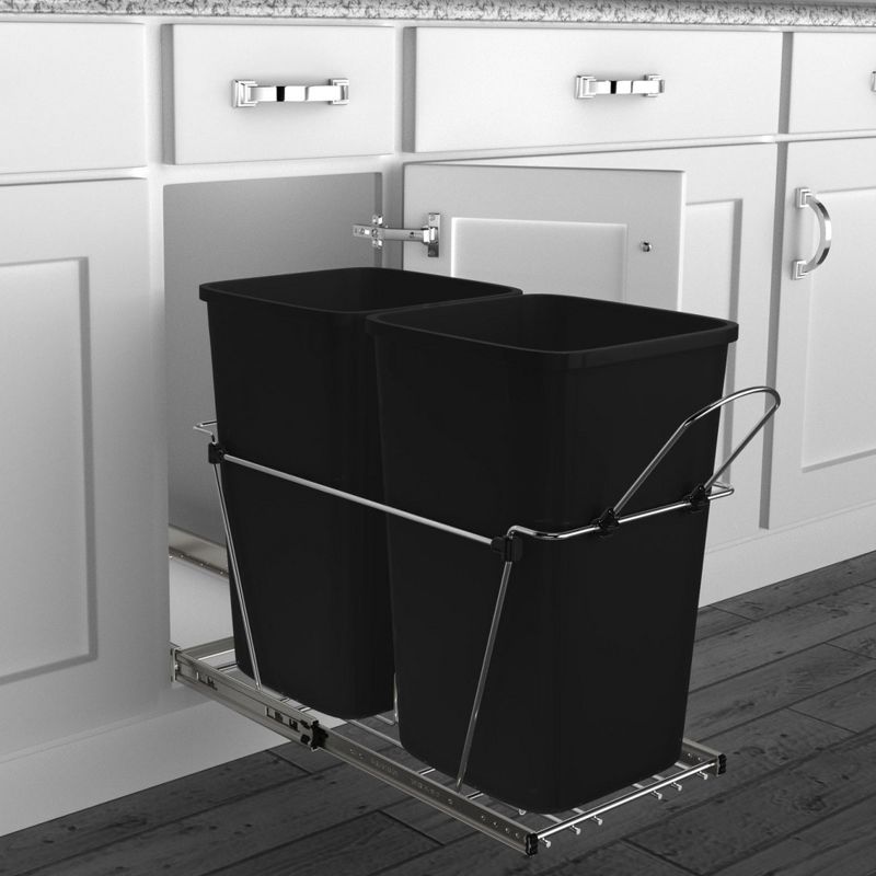 Rev-A-Shelf RV-15KD Series Double 27 Quart Sliding Pull-Out Waste Container for Base Kitchen Cabinet, 3 of 6