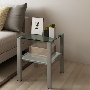 Square Side Table, Glass End Table With Tempered Glass Top, Smooth Surface Glass Side Tables For Living Room Dining Room Office Bedroom Reception Room - 1 of 4