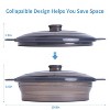Itopfox Microwave Steamer Cooker Collapsible Bowl with Handle Lid for Vegetables Fish Meal Prep Food Silicone Steamer Cookware Dishwasher Safe, Black - 2 of 4