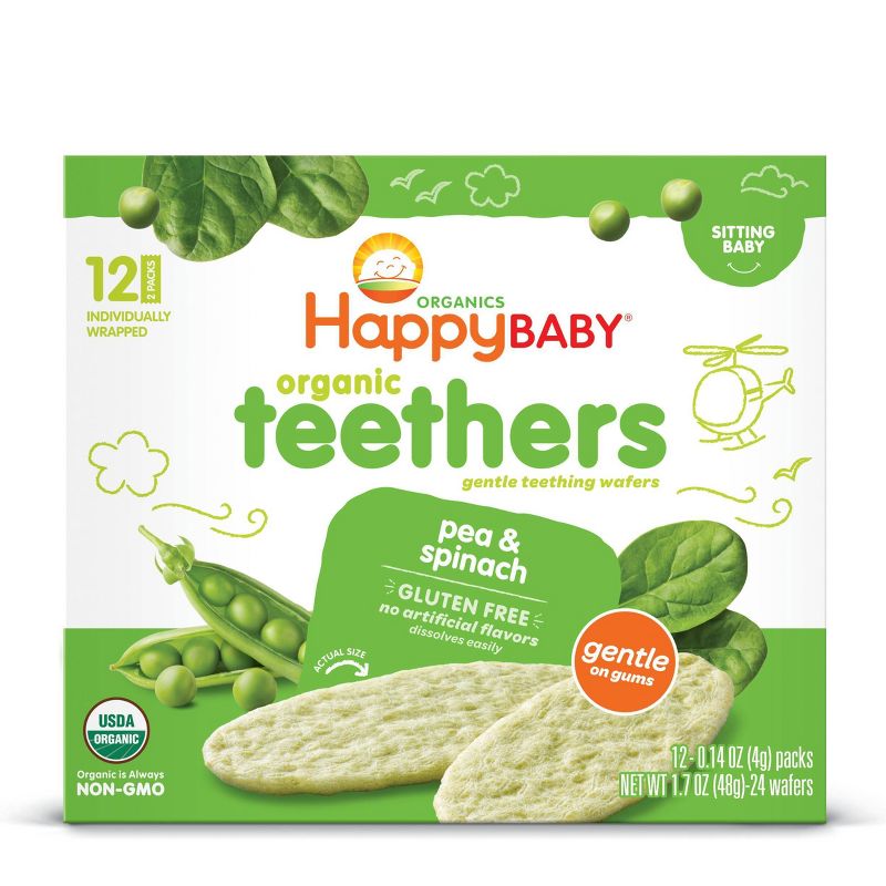 HappyBaby Pea &#38; Spinach Organic Teethers - 12ct/1.68oz, 3 of 5