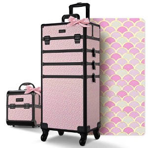 BYOOTIQUE Makeup Train Case Trolley w/ Cube Case Cosmetic Organizer Art Deco - 1 of 4