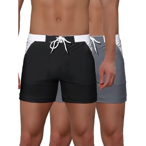 Lars Amadeus Men's Summer Surfing Contrast Color Drawstring Waist Beach Board Shorts 2 Pack - 1 of 4