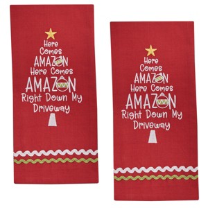 Split P Here Comes Amazon Red Dishtowel Set of 2 - 1 of 4