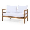 Sapphtopaz Outdoor Patio Furniture Set Acacia Wood Conversation Sofa with Cushions Wooden Rectangular Coffee Table for Garden, Terrace - 4 of 4