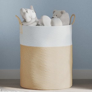 Aghana Digitals Beige Cotton Rope Storage Basket: Spacious Woven Design with Handles for Clothes, - 1 of 4