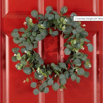 Eucalyptus and Red Berry 24" Christmas Wreath