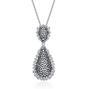 Guili Sterling Silver White Gold Plated with Clear Cubic Zirconia Teardrop Pendant Necklace - 1 of 1
