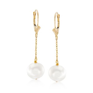 Ross-Simons 10-10.5mm Cultured Pearl Drop Earrings in 14kt Yellow Gold - 1 of 4