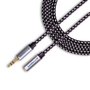 SatelliteSale Auxiliary 3.5mm Audio Jack Male to Female Digital Stereo Aux Extension Cable Universal Wire Black/White Nylon Cord - 1 of 4
