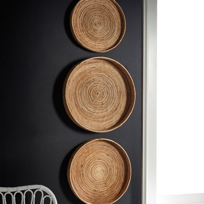 Natural Cane Rattan Round Decorative Tray Set