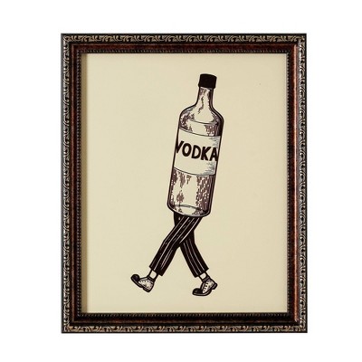 Walking Vodka Printed Glass Framed Wall Art