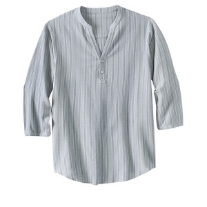 KingSize Men's Big & Tall Gauze Mandarin Collar 3/4 Sleeve Shirt - 1 of 4