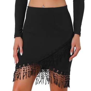 Allegra K Women's Boho Summer Beach Casual Fringe Midi Skirt