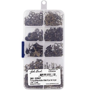 John Bead 461pcs 9 Slots Jewelry Antique Copper Rectangle Findings Kit Assortment Box - 1 of 1