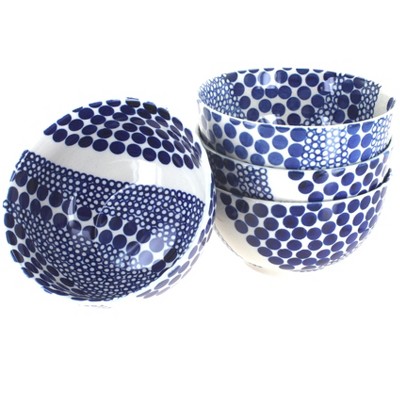 Blue Rose Polish Pottery Zara 4 PC Dessert Bowl Set