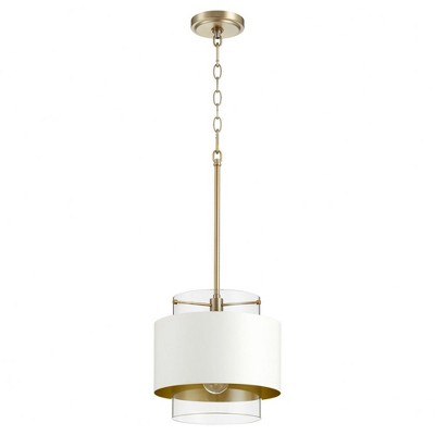 Quorum Lighting 1 - Light Pendant in  Aged Brass/Studio White