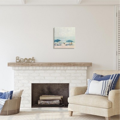 Abstract Coastal Beach Umbrellas Canvas Wall Art, 17 x 17