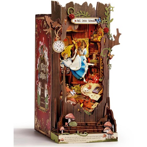 Детские куклы Etokfoks DIY Book Nook Kit Fall into Wonder Fairy Tale Theme 3D Wooden Puzzle Miniature House 1 Kit Bookshelf Decor for Adults Teens