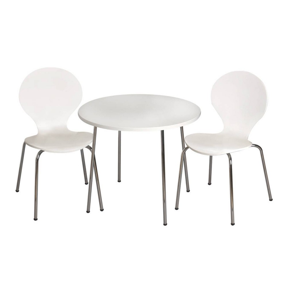Photos - Other Furniture 3pc Kids' Table and Chair Set with Chrome Legs White - Gift Mark
