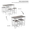 CAVINAS Bar Table and Bar Stools Set of 3, 2 Dining Benches and 1 Dining Table, Counter Height Table Chair Set for Kitchen, Dining Room - 4 of 4