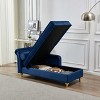 Modern Velvet Chaise Lounge Chair w/Storage&Round Pillow,Soft Upholstery,Easy Assembly,Stylish Gold Legs, for Bedroom, Living Room - 3 of 4