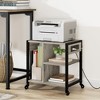 4-Tier Mobile Printer Stand w/ Power Outlets & USB Ports, Rustic Gray, for Home Office Under Desk Storage – Wheels Included - 3 of 4